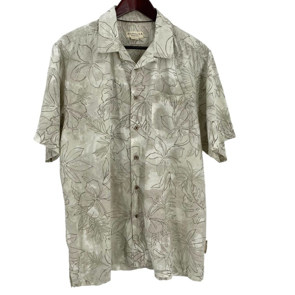 Honolua Surf Co tan Hawaiian shirt mens size medium